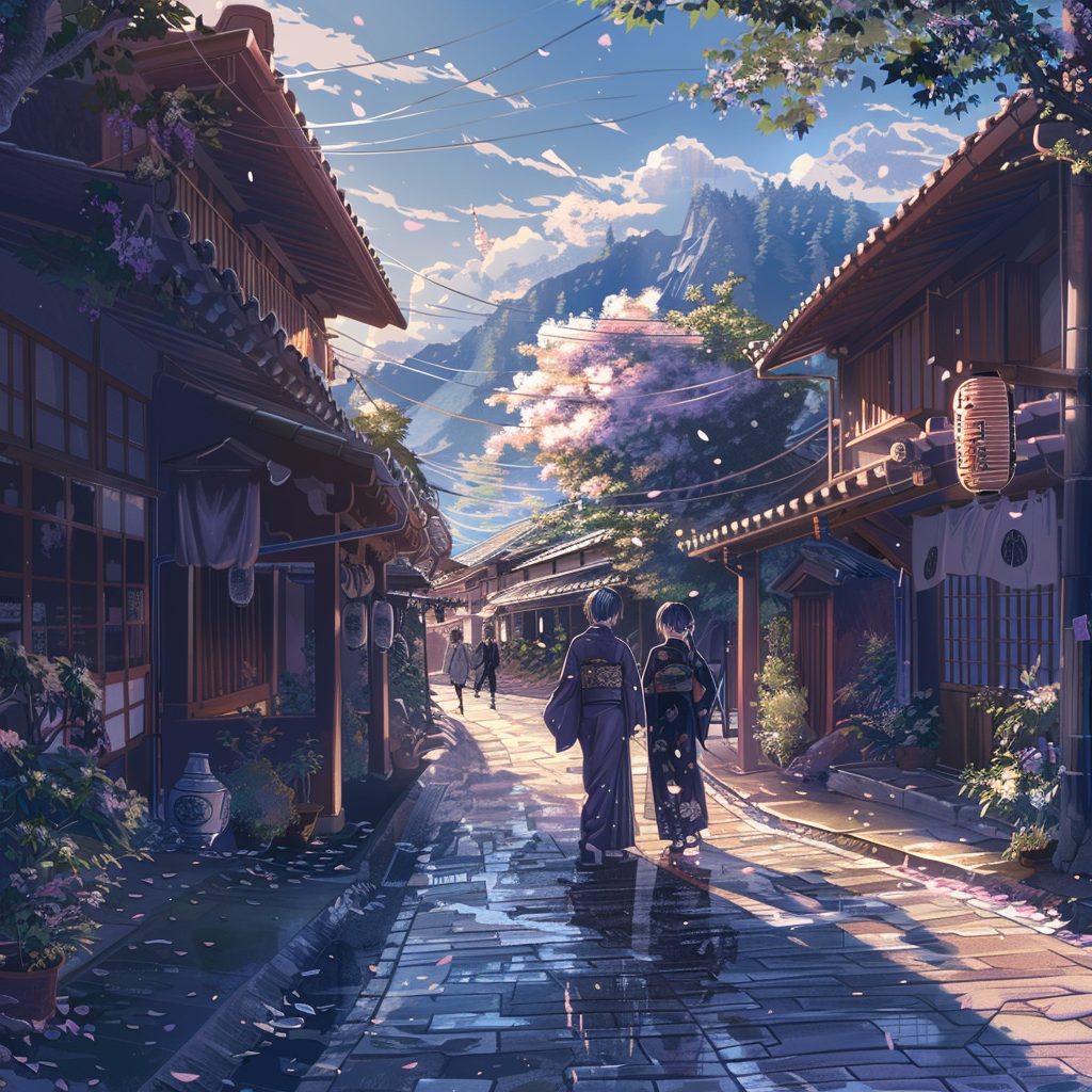 anime style picture of anime style picture of two guys in a japan village ,Rich in details High quality, gorgeous, glamorous, 8k, super detail, gorgeous light and shadow, detailed decoration, detailed lines ,Rich in details High quality, gorgeous, glamorous, 8k, super detail, gorgeous light and shadow, detailed decoration, detailed lines