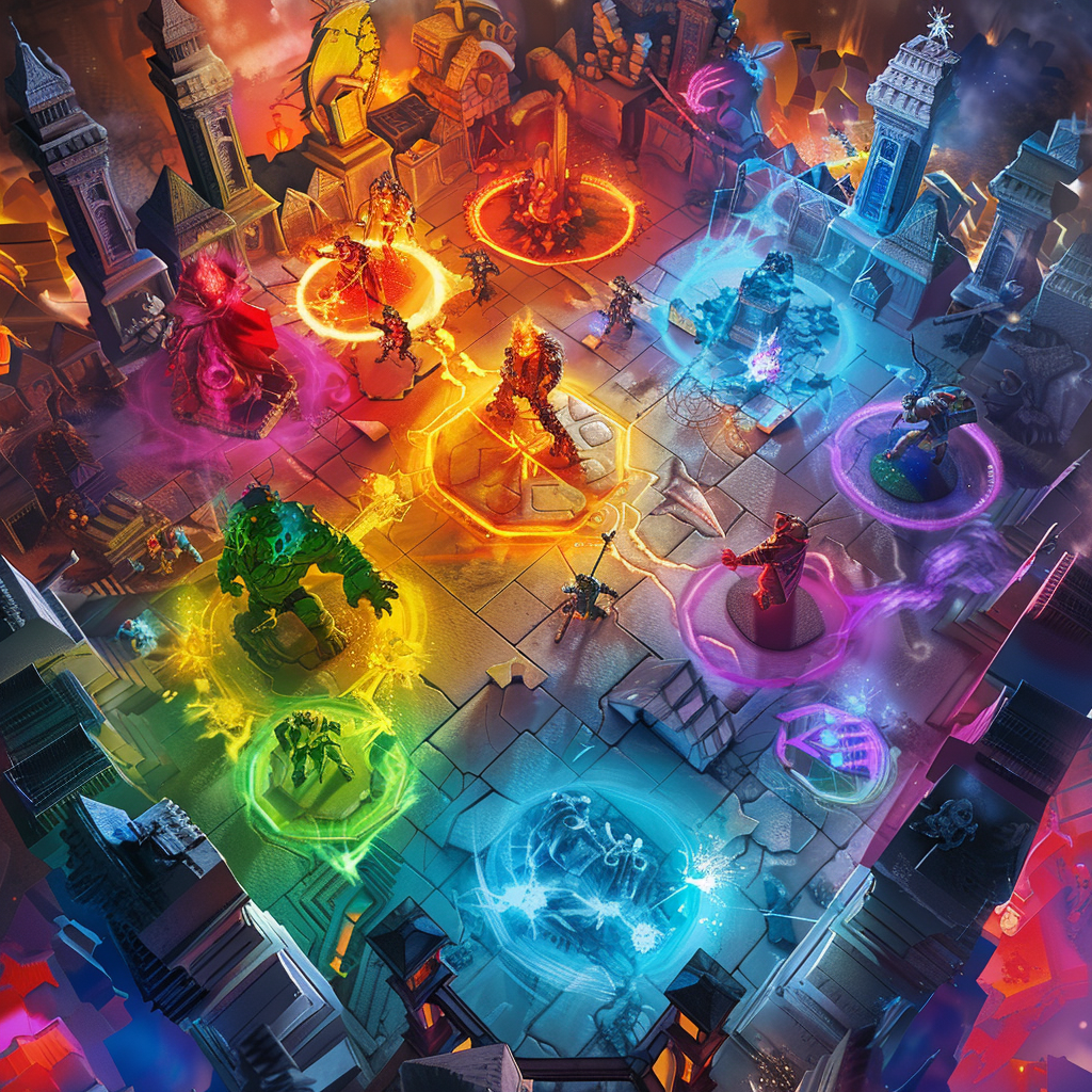 an board game like Team Fight Tactics (TFT) with vibrant colors