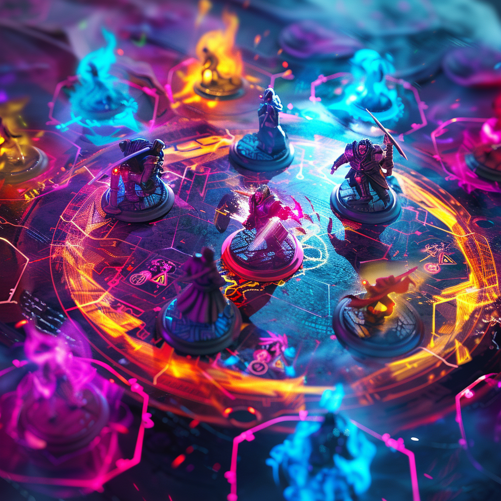 an board game like Team Fight Tactics (TFT) with vibrant colors