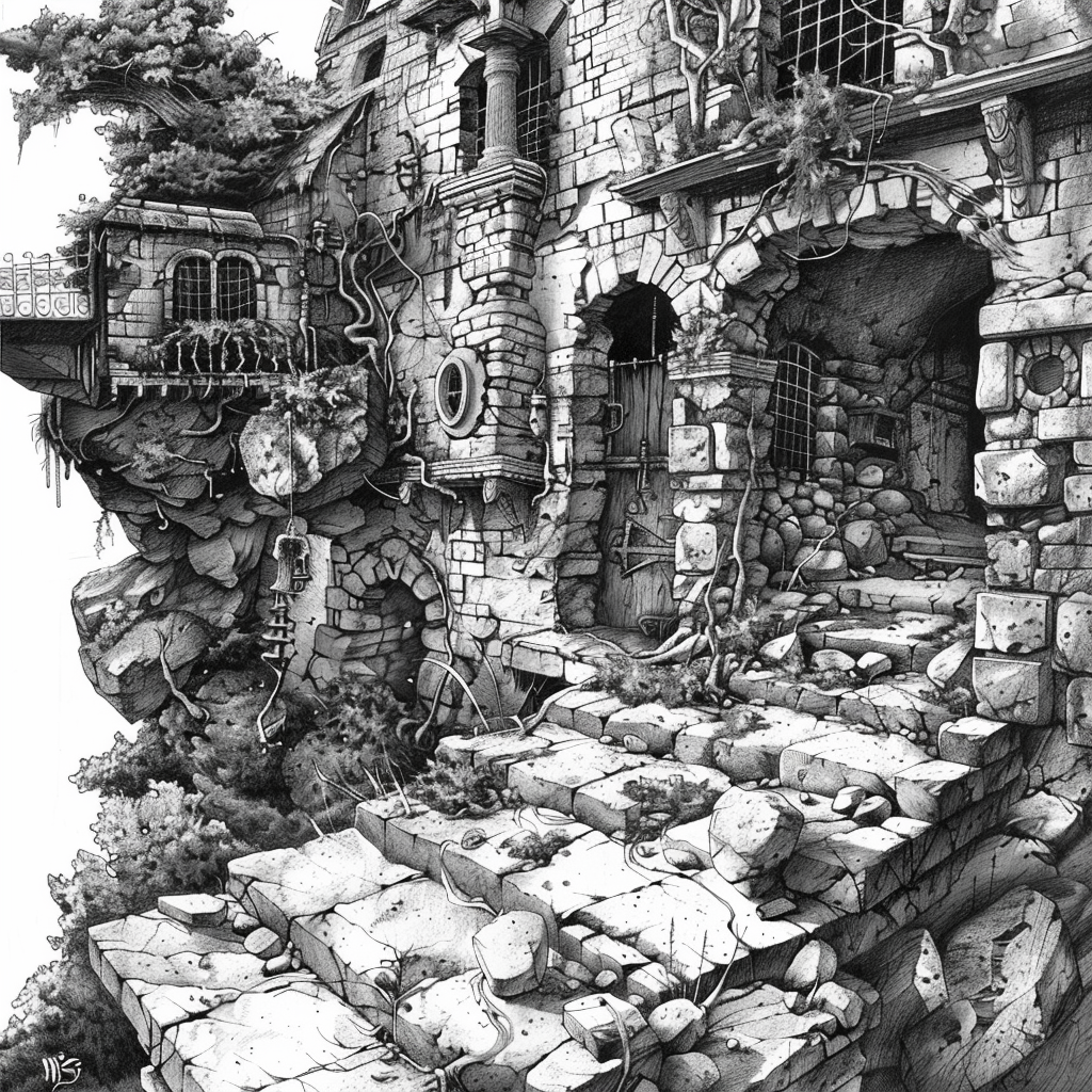 The black-and-white sketch features high-resolution and realistic textures.