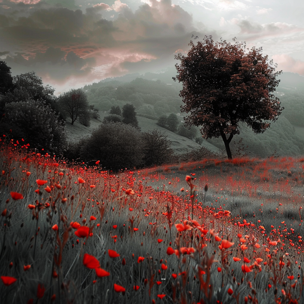 a beautiful meadow in red and black