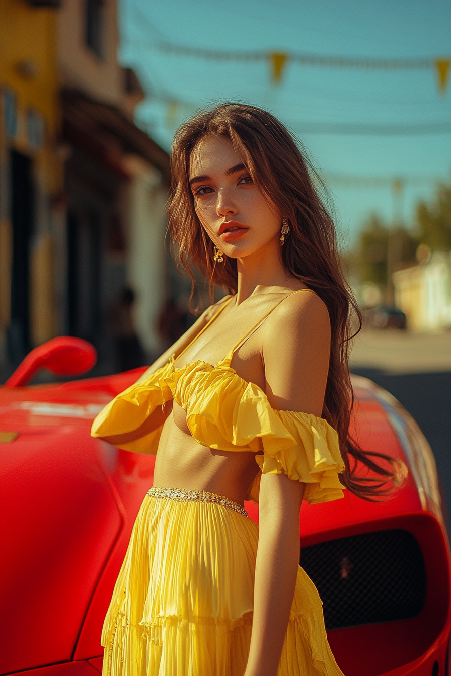 
Krasivaya devushka 22-25 let v zheltom plat'ye na fone krasnogo ferrari.
68 / 5 000
Beautiful girl 22-25 years old in a yellow dress against the background of a red Ferrari.