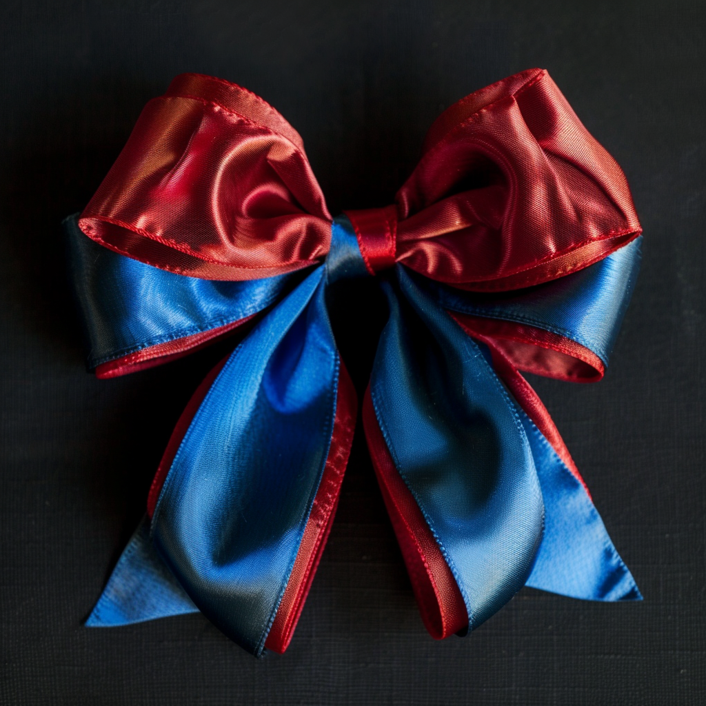 a bow blue and red