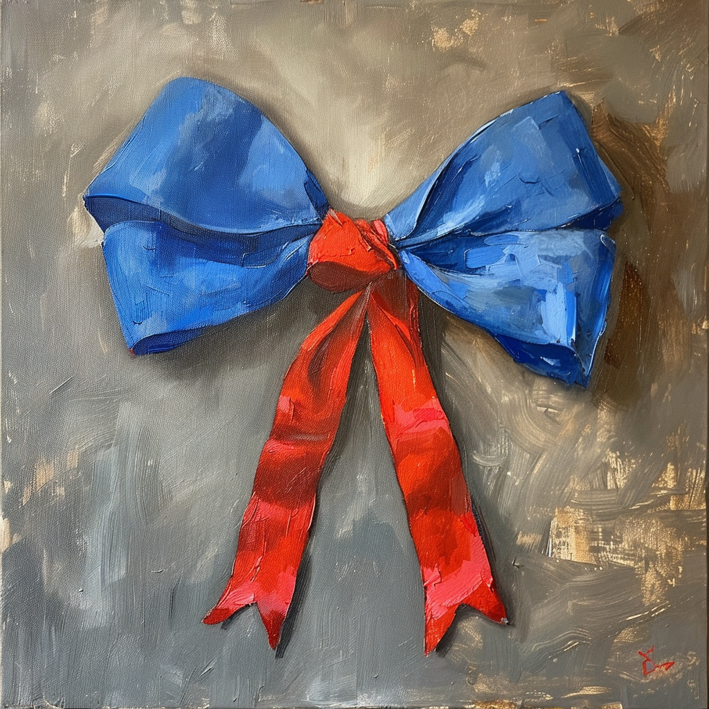 a bow blue and red