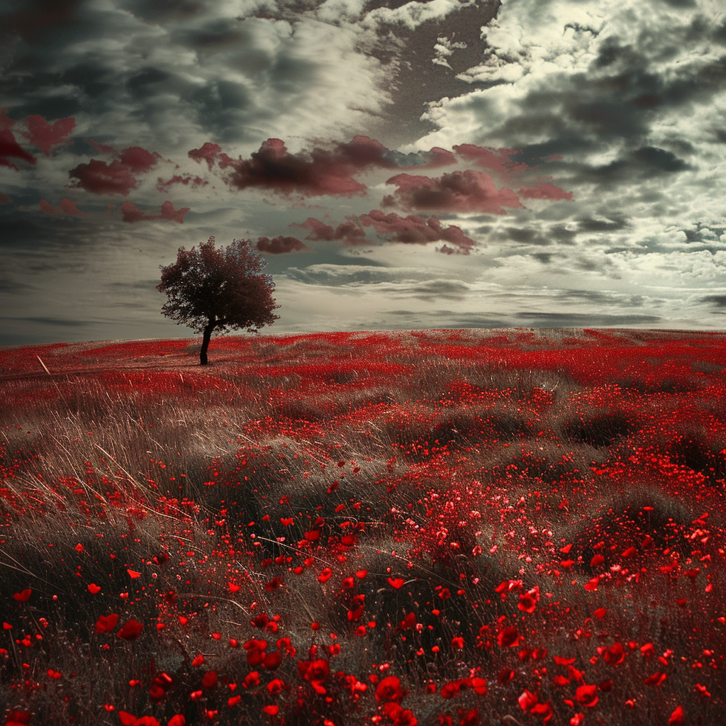 a beautiful meadow in red and black