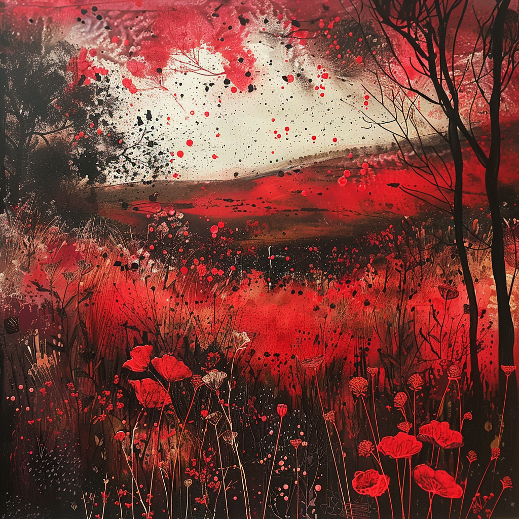 a beautiful meadow in red and black