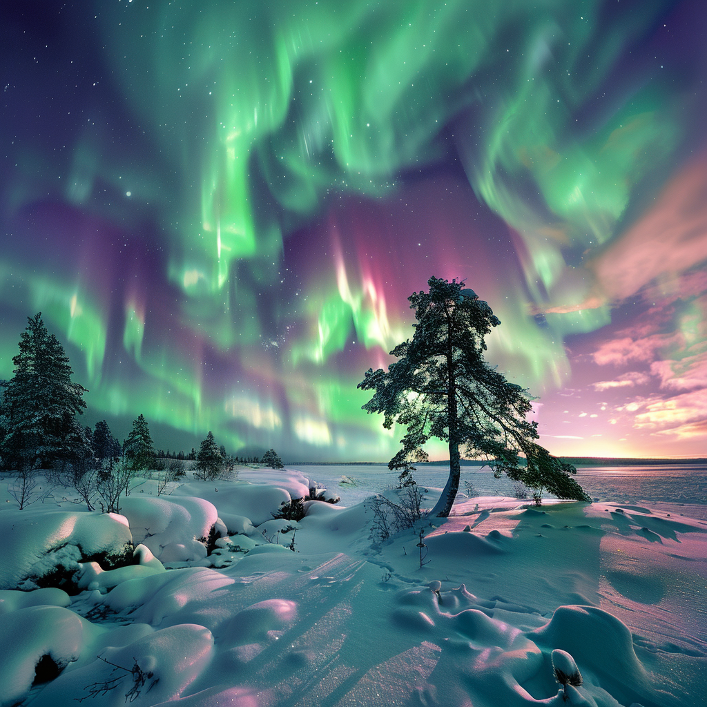 a beautiful northern lights