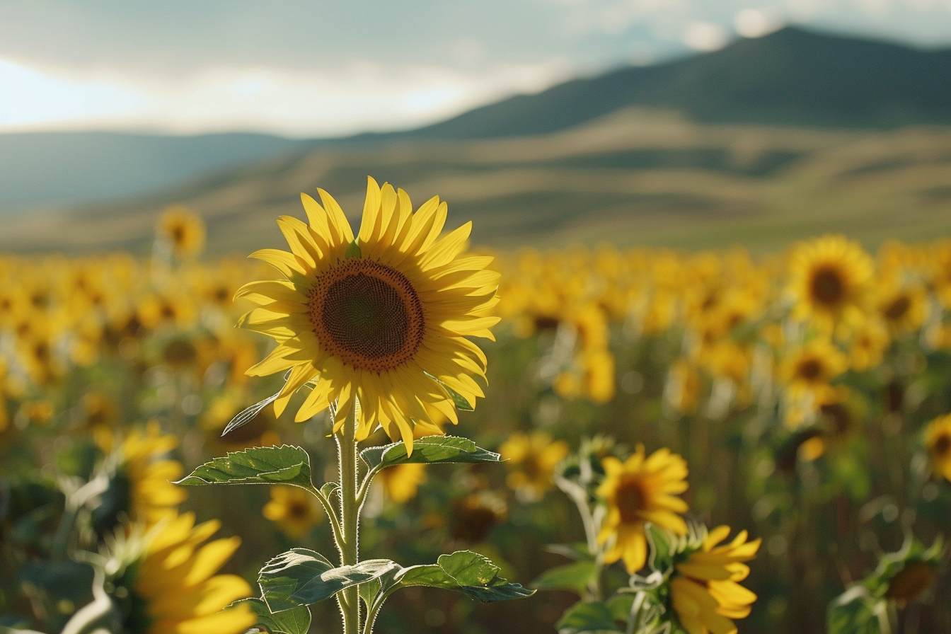 a sunflower field in the wind