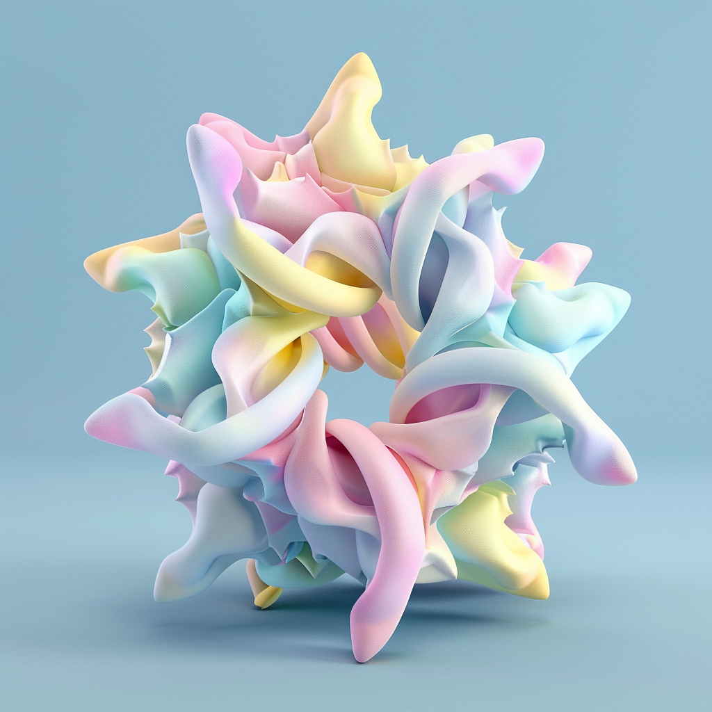 A 3D model of a bright star in pastel colors with a whimsical appearance.