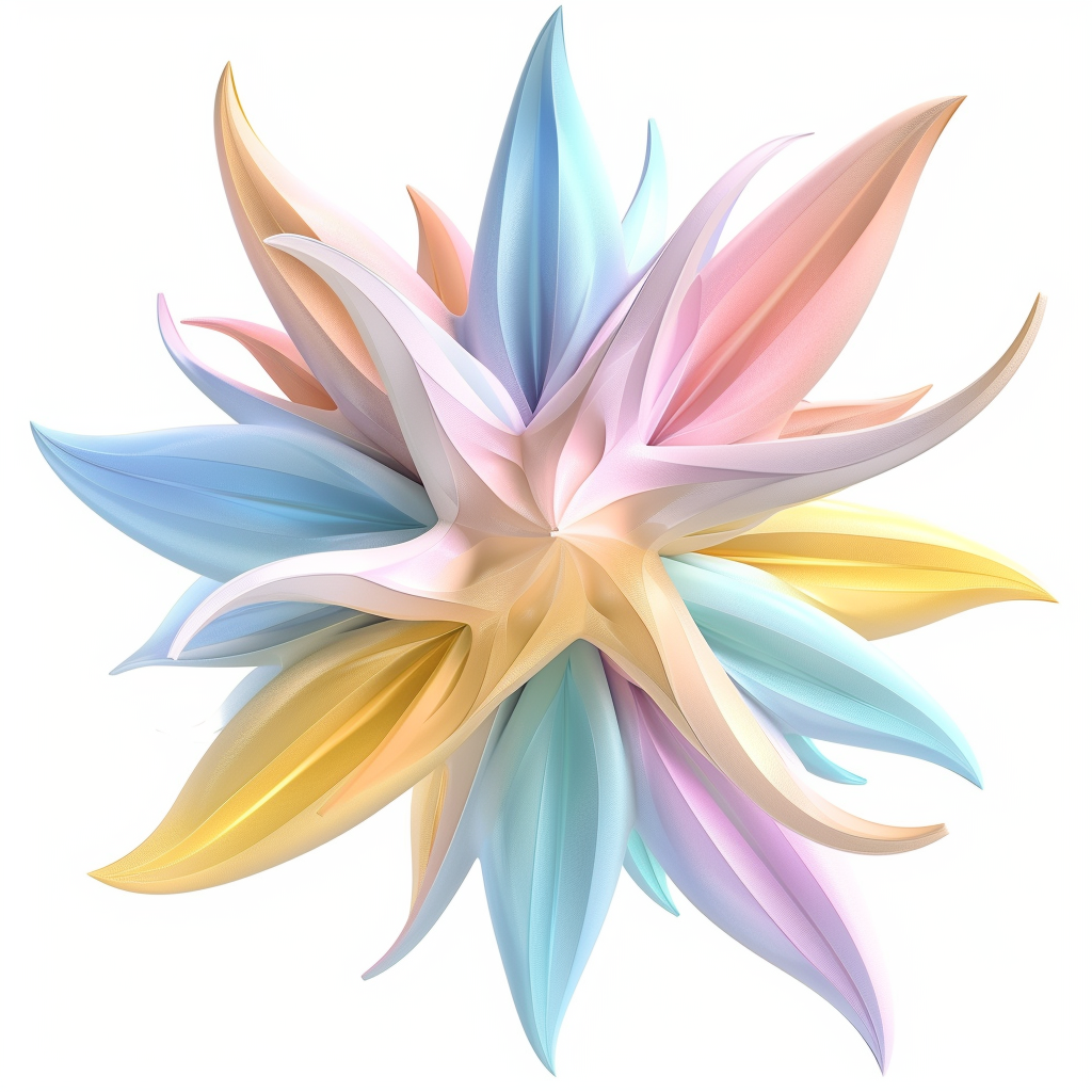 A 3D model of a bright star in pastel colors with a whimsical appearance.