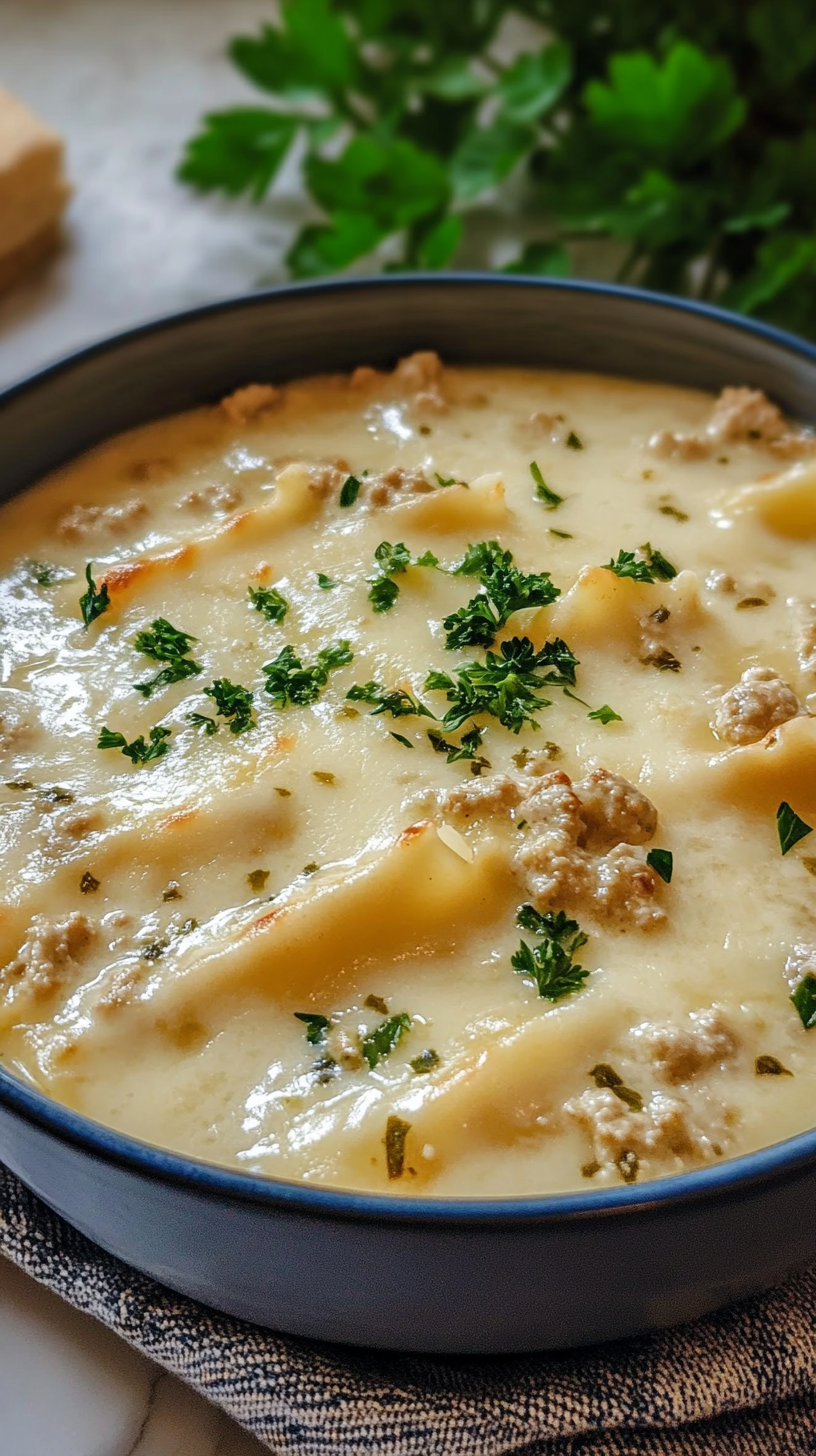 Alfredo Lasagna Soup Recipe - Creamy & Delicious