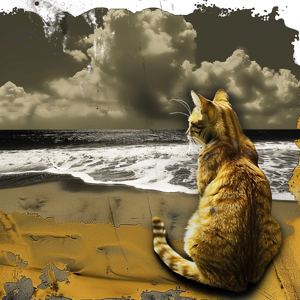 a cat on the beach --sref 4662387936 --v 6