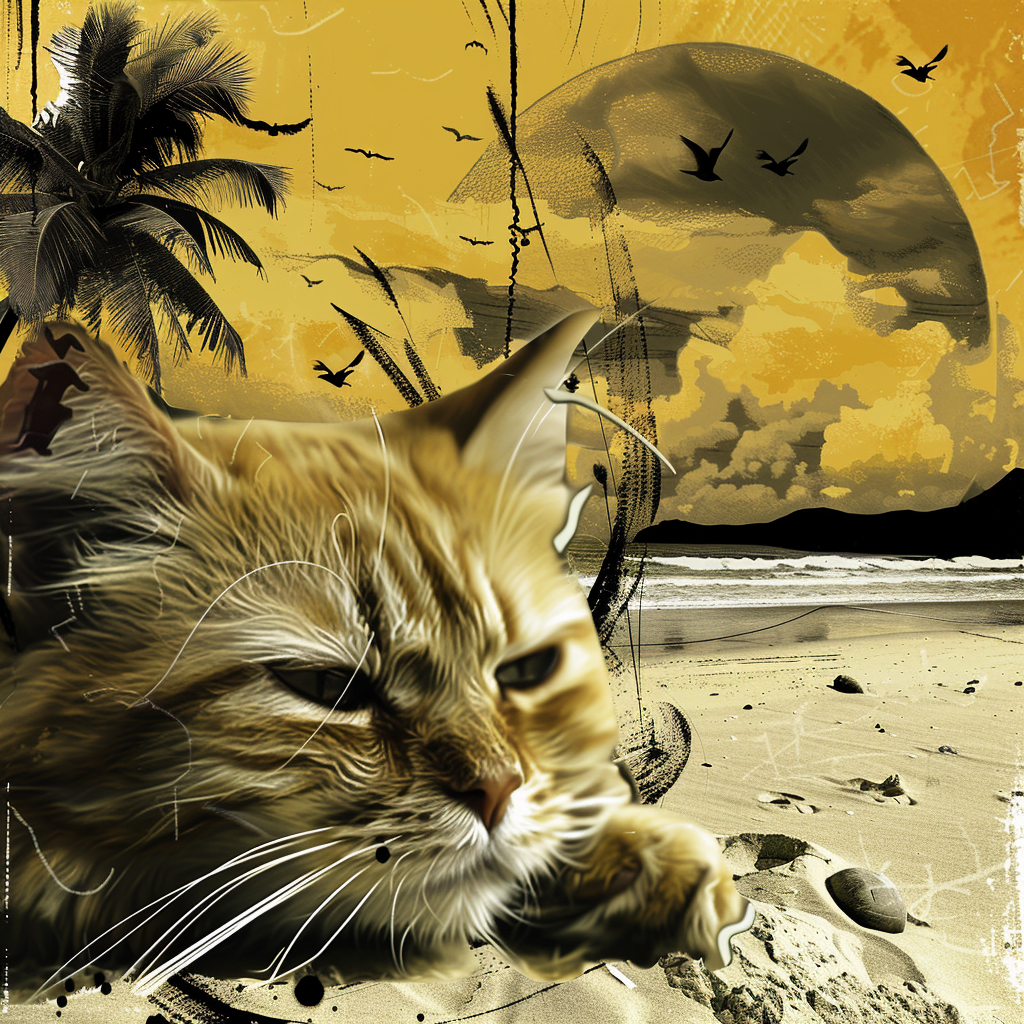 a cat on the beach --sref 4662387936 --v 6