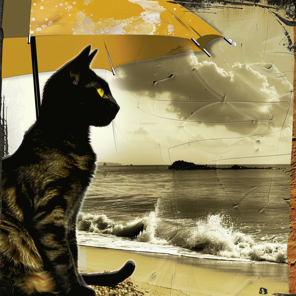 a cat on the beach --sref 4662387936 --v 6