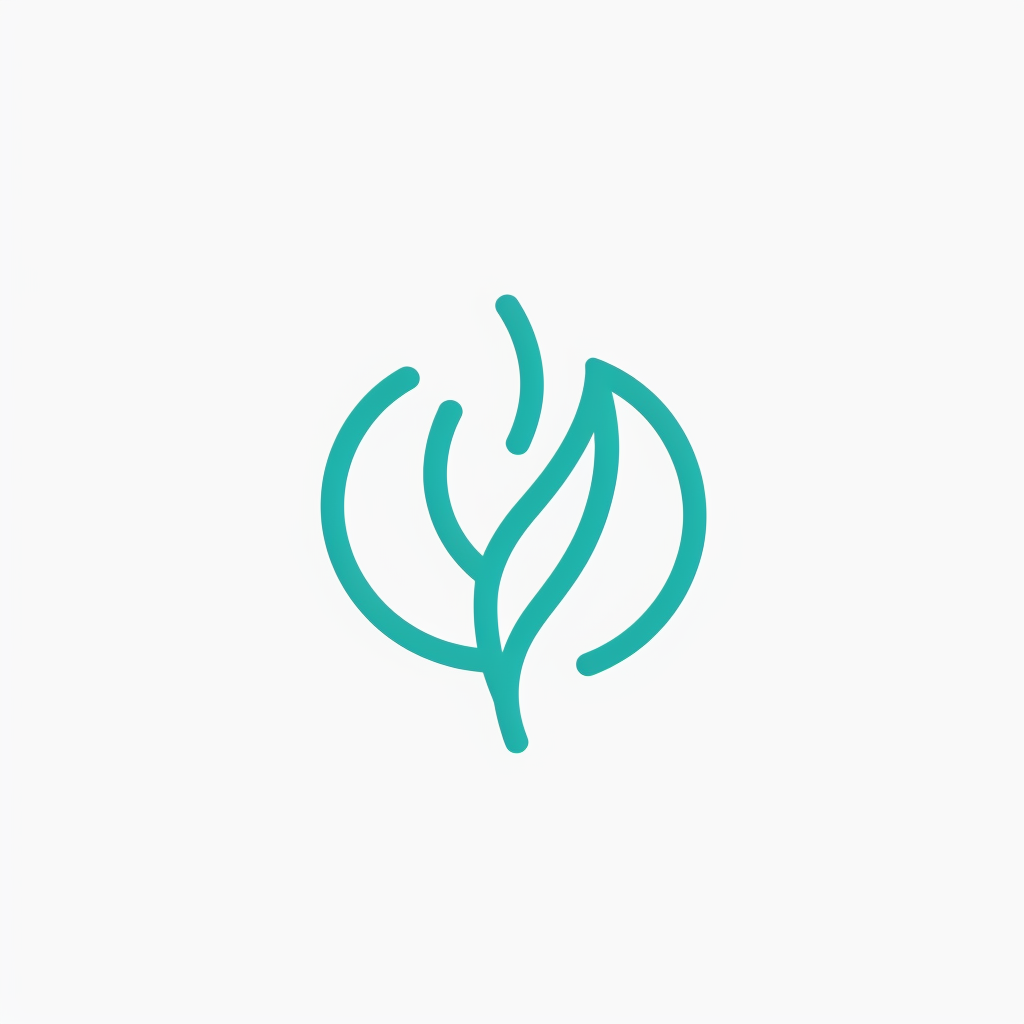 teal minimalistic design logo, one line, white background, one color logo