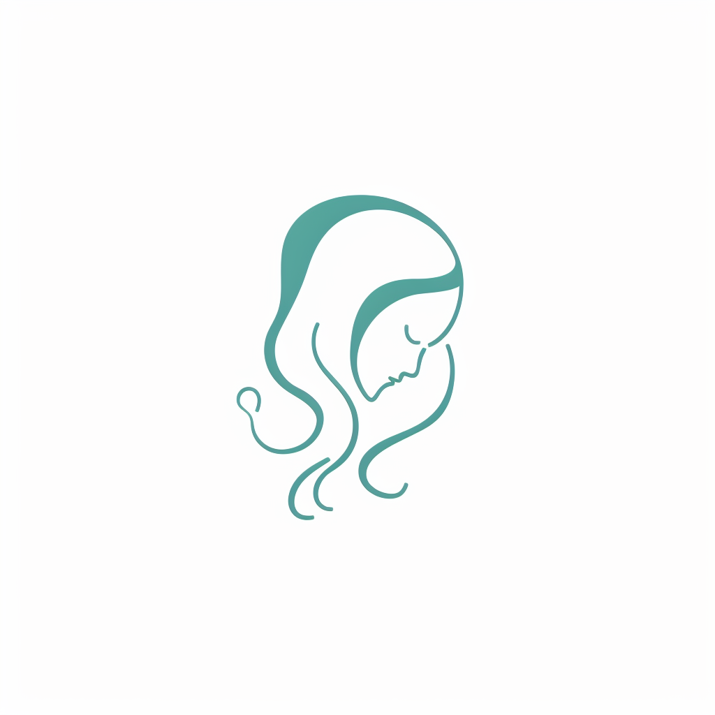 teal minimalistic design logo, one line, white background, one color logo