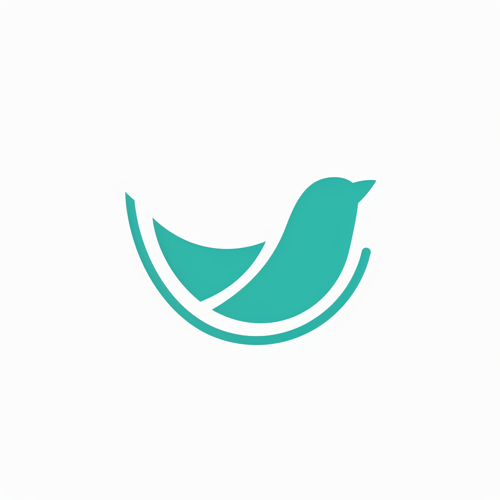 teal minimalistic design logo, one line, white background, one color logo