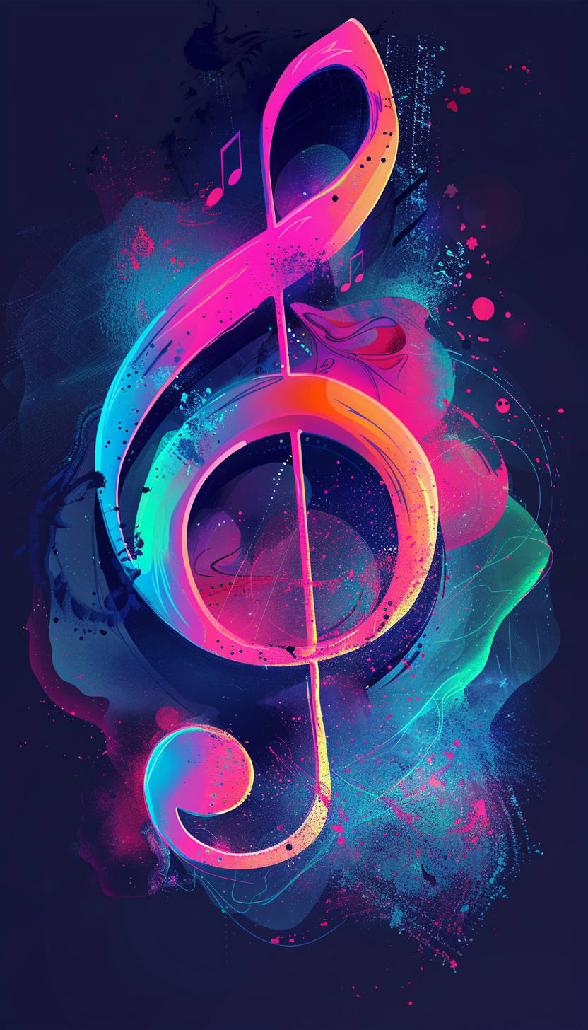 a music note with synthwave colors