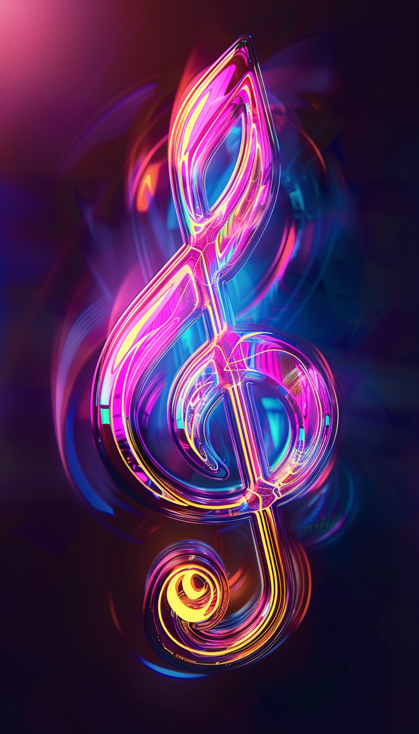 a music note with synthwave colors