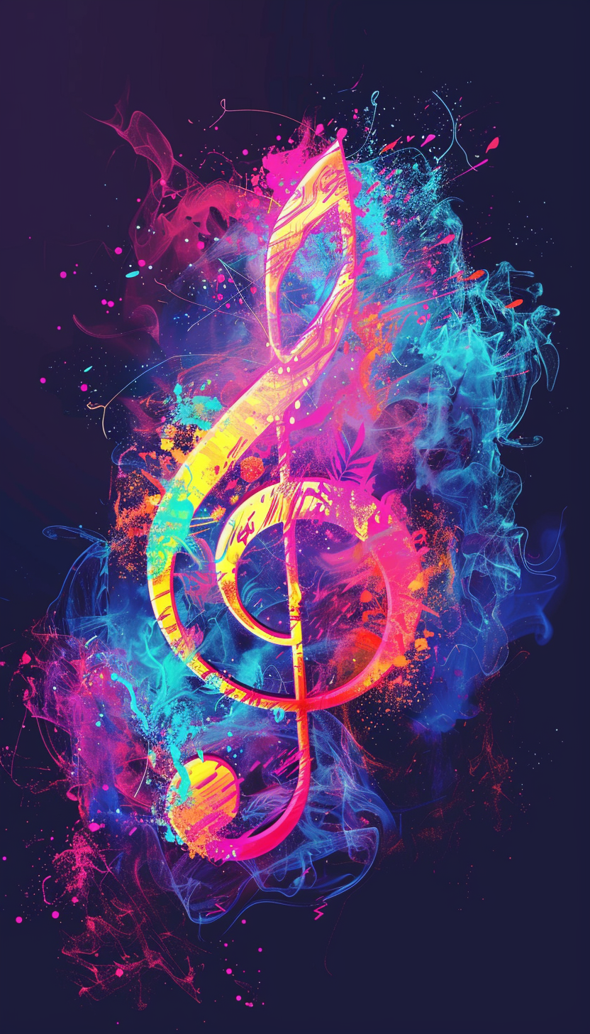 a music note with synthwave colors