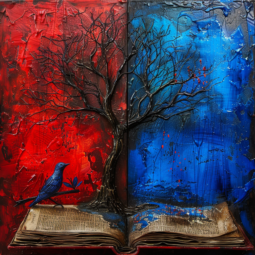 a read blue and red