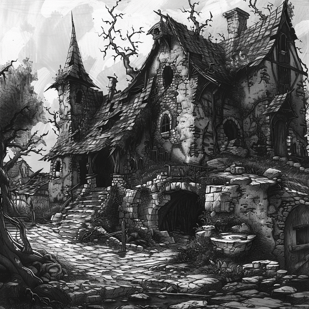 The black-and-white sketch features high-resolution and realistic textures.