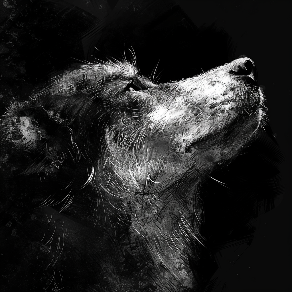 The black-and-white sketch features high-resolution and realistic textures.