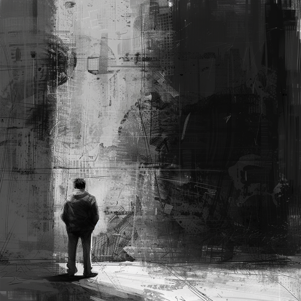 The black-and-white sketch features high-resolution and realistic textures.